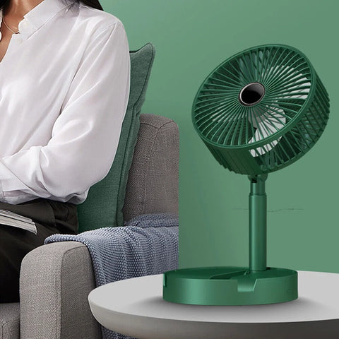 Foldable Table Desk Fan,3-Speeds Portable USB Rechargeable Telescopic Floor White Compact Cooling