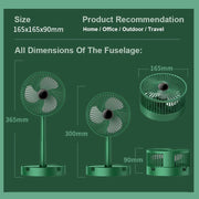 Foldable Table Desk Fan,3-Speeds Portable USB Rechargeable Telescopic Floor White Compact Cooling