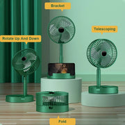 Foldable Table Desk Fan,3-Speeds Portable USB Rechargeable Telescopic Floor White Compact Cooling