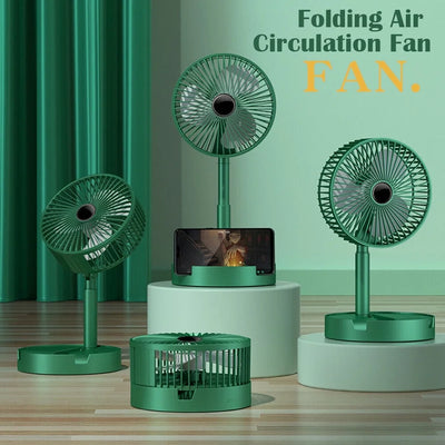 Foldable Table Desk Fan,3-Speeds Portable USB Rechargeable Telescopic Floor White Compact Cooling