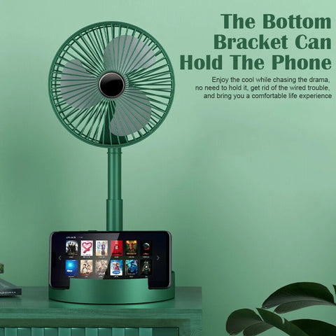 Foldable Table Desk Fan,3-Speeds Portable USB Rechargeable Telescopic Floor White Compact Cooling